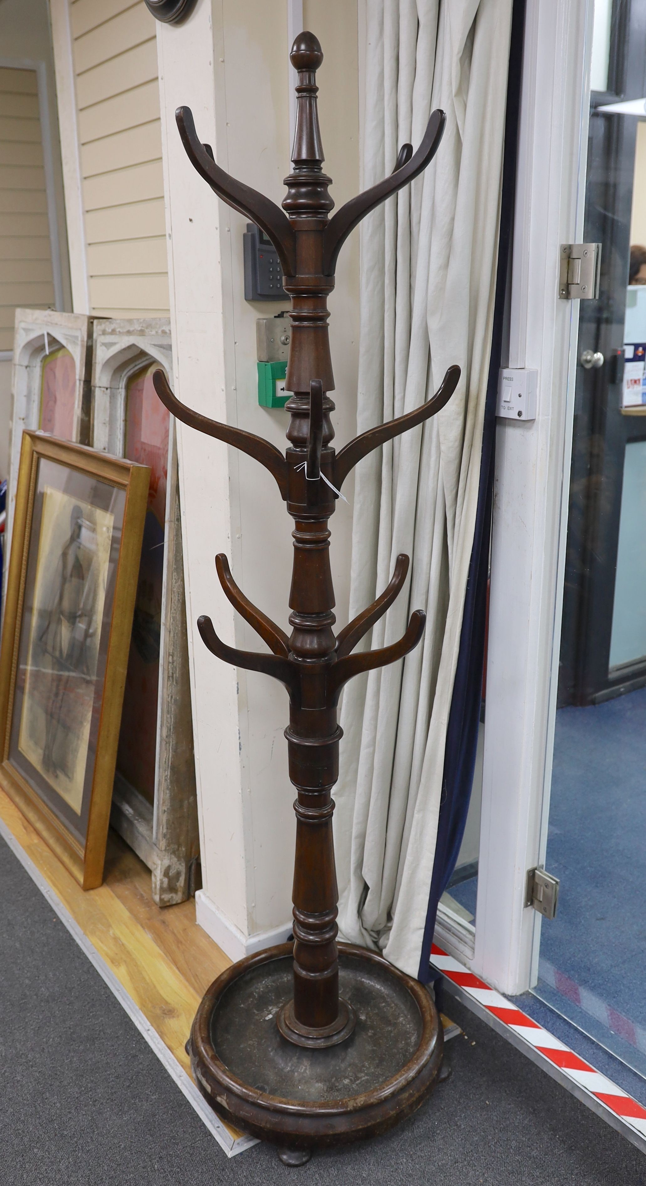 A mid Victorian mahogany hallstand, with circular lead lined base H 194cm.